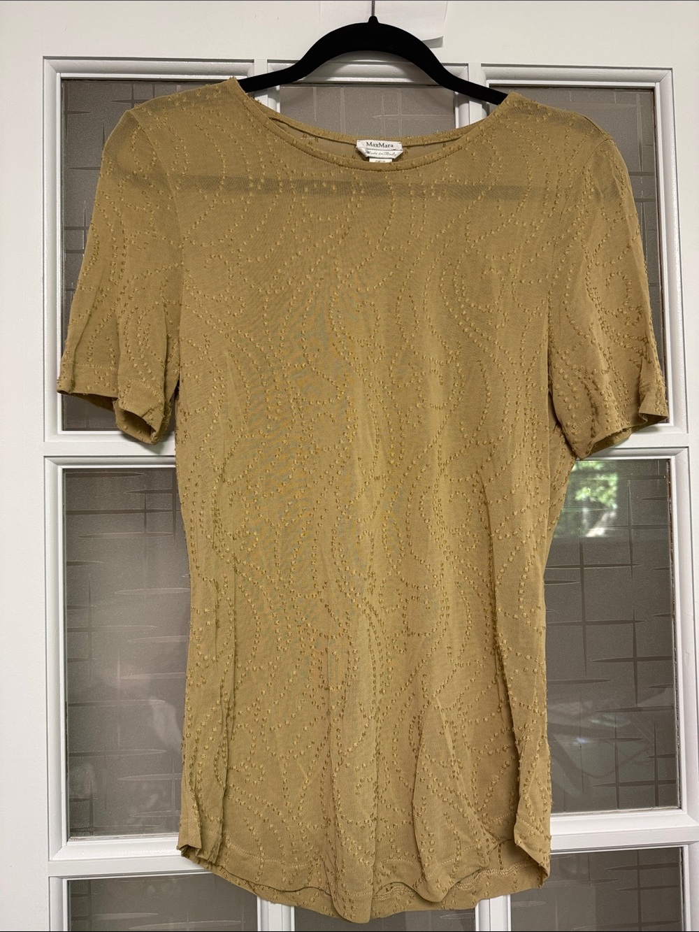 MaxMara Short Sleeve Eyelet Tee in Mustard